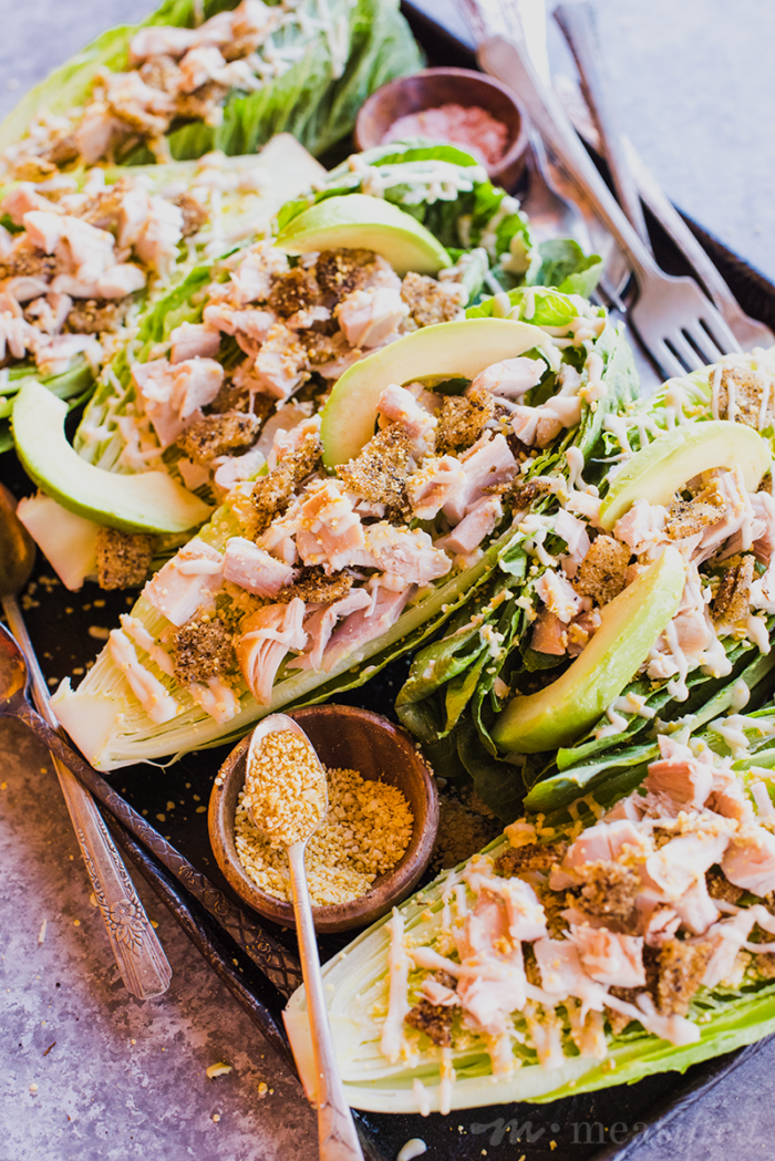 This Chicken & Avocado Caesar Salad from https://meatified.com has all of the flavor, but none of the egg or dairy from the classic recipe, making it perfect for the AIP. As a bonus, it's coconut free, too!
