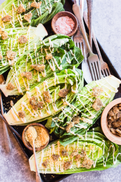 This Classic Eggless Caesar Salad from https://meatified.com has all of the flavor, but none of the egg or dairy, making it perfect for the AIP. As a bonus, it's coconut free, too!