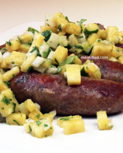 Sausages with pineapple salsa