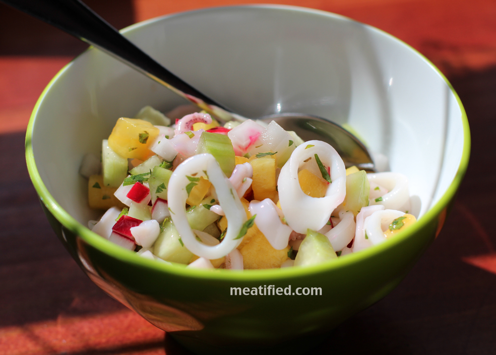 Calamari Ceviche Shooters from http://meatified.com #paleo #nightshadefree #whole30