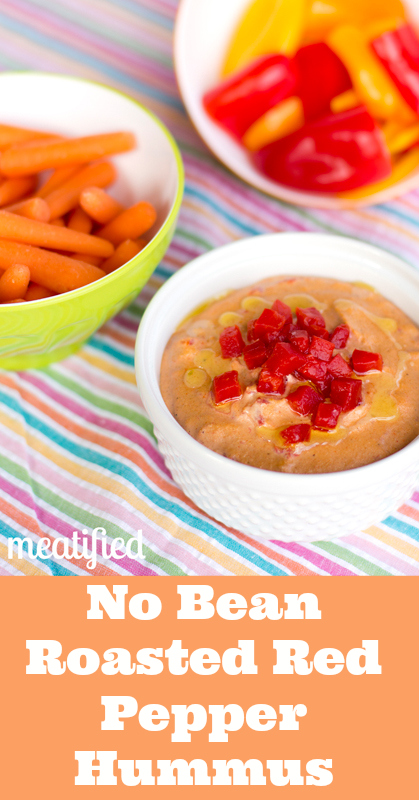 No Bean Roasted Red Pepper Hummus from http://meatified.com #paleo #glutenfree #vegan #vegetarian