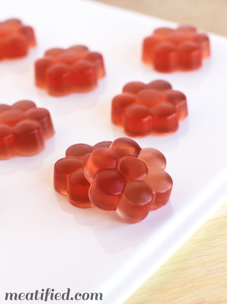 Hibiscus Homemade Gummies from http://meatified.com #paleo #gelatin #gummies