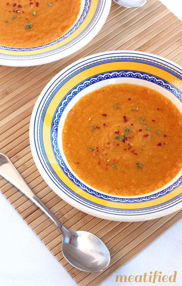 Sweet Potato Soup with Bell Peppers, Lemon & Thyme from http://meatified.com #paleo #glutenfree #whole30