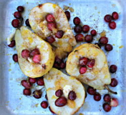 Baked Pears with Cranberries and Coconut Cream