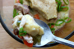 Cauliflower Dumplings with Creamy Chicken Soup from http://popularpaleo.com