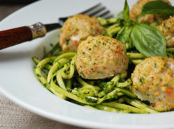 Chicken Meatballs with Pesto Zoodles