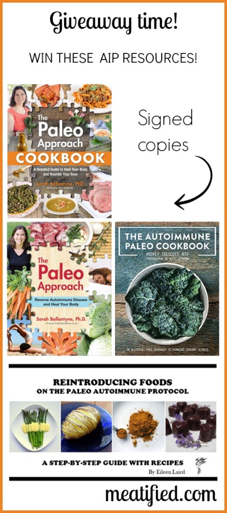 AIP Resources giveaway from http://meatified.com WIN SIGNED copies of these amazing books! #aip #autoimmuneprotocol