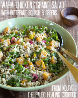 Warm Chicken "Grain" Salad with Butternut Squash and Greens from Nourish: The Paleo Healing Cookbook | http://meatified.com