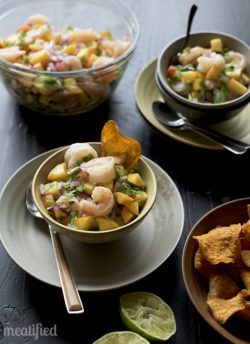Shrimp Ceviche with Peach and Arugula {AIP, Whole30 & Paleo} from http://meatified.com