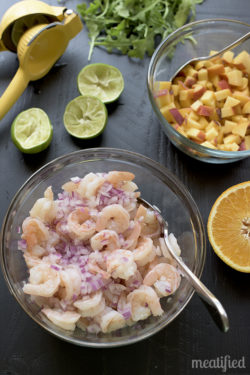 Shrimp Ceviche with Peach and Arugula {AIP, Whole30 & Paleo} from http://meatified.com