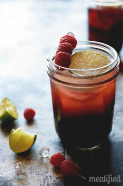 Berry Fizz Mocktail with tart cherry, pomegranate and raspberry from http://meatified.com {Paleo, AIP}