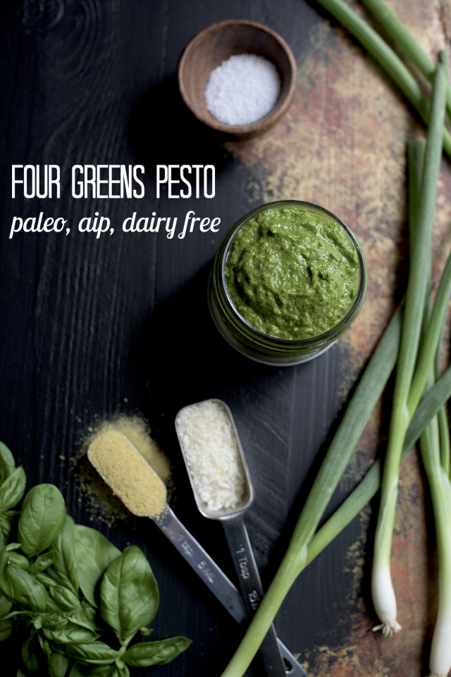 Four Greens AIP Pesto from http://meatified.com - paleo, Whole30 & dairy free