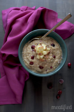 Apple & Cranberry Paleo Oatmeal from http://meatified.com. This grain free recipe is perfect for the holiday season and packs an extra serving of vegetables into your day! Gluten, grain & dairy free, and AIP friendly.
