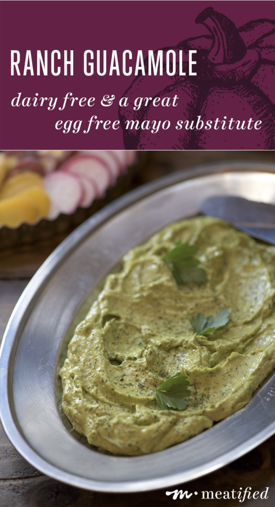If ranch and guac had a food love child, this Ranch Guacamole from http://meatified.com would be it. It's a great make ahead dip & will stand in for mayo in your favorite recipes.