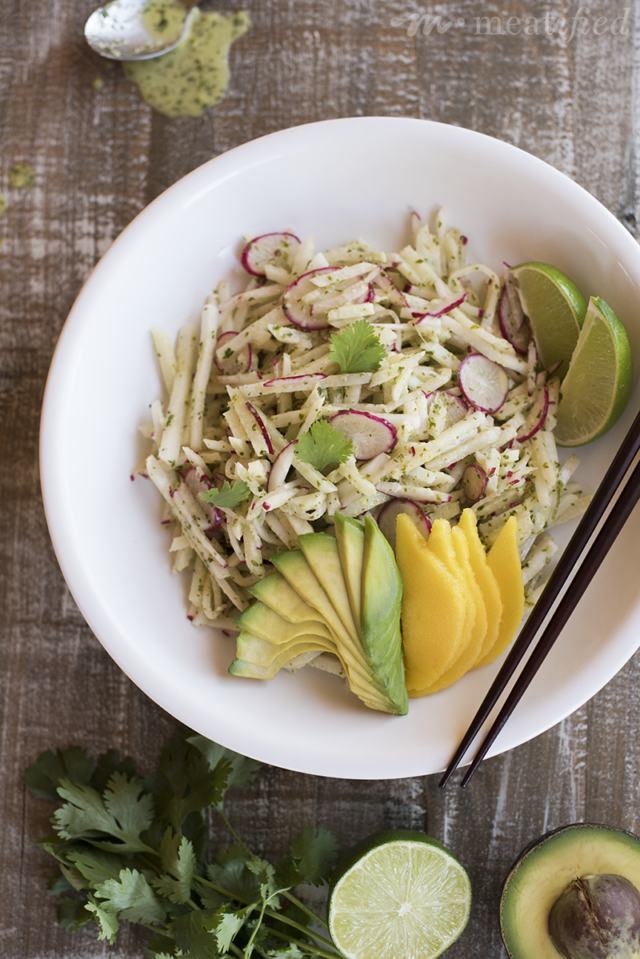 This Jicama Radish Slaw from http://meatified.com is the perfect, allergy friendly alternative to the usual glooby, dairy-heavy coleslaw. It's light, tangy & perfect for summer!