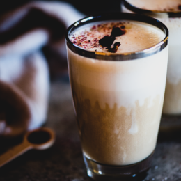 A cozy cup of rose-scented Earl Grey, whipped into a tea latte that's equal parts creamy and comforting. A perfect winter drink from http://meatified.com that's vegan, aip & paleo.