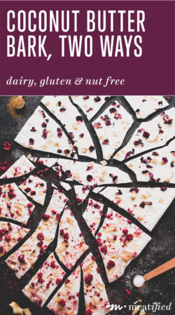 Want a super easy, infinitely adaptable, no added sugar necessary sweet treat? Never fear, coconut butter bark from http://meatified.com is here! Just spread, sprinkle and chill.