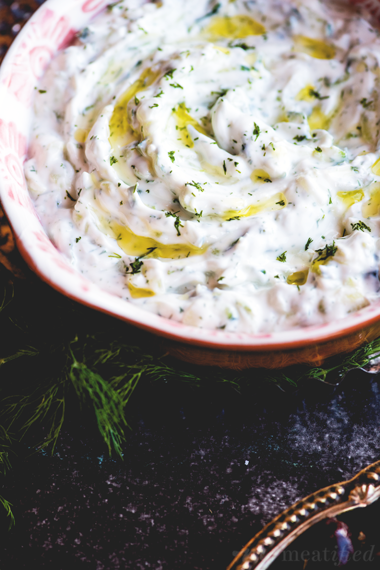 Classic Dairy Free Tzatziki meatified