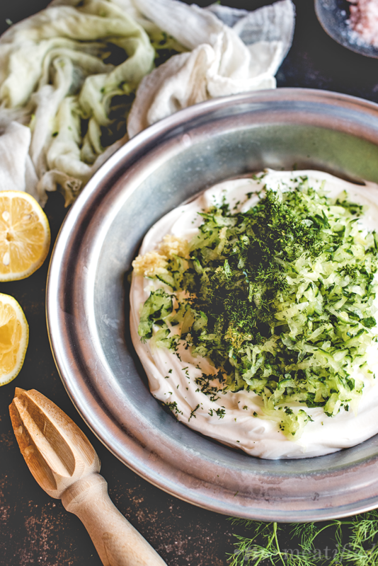 Classic Dairy Free Tzatziki meatified