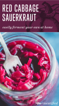 Making your own sauerkraut is super simple. Liven things up with this delicious red cabbage sauerkraut from https://meatified.com with a hint of ginger and kick!