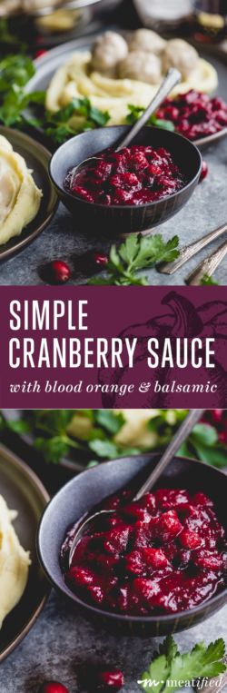 This effortlessly simple cranberry sauce from https://meatified.com is gussied up with some seasonal citrus, a splash of balsamic & a smidge of rosemary for a fun twist on a classic!