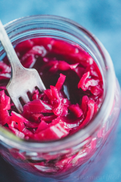 Making your own sauerkraut is super simple. Liven things up with this delicious red cabbage sauerkraut from https://meatified.com with a hint of ginger and kick!