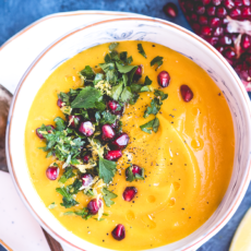 Roasted Butternut Apple Soup with Pomegranate Gremolata