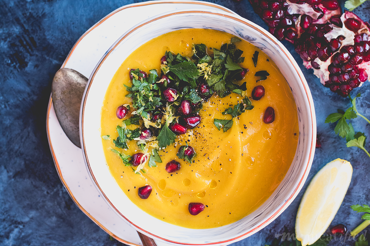 Roasted Butternut Apple Soup with Pomegranate Gremolata - meatified