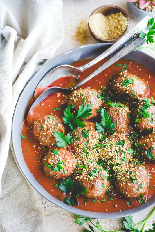 No, Italian style tomato sauces aren't off the menu if you can't tolerate tomatoes! These Saucy Italian Meatballs from https://meatified.com are juicy and tender, swimming in a delicious fragrant sauce with lots of hidden veggies. Win-win!