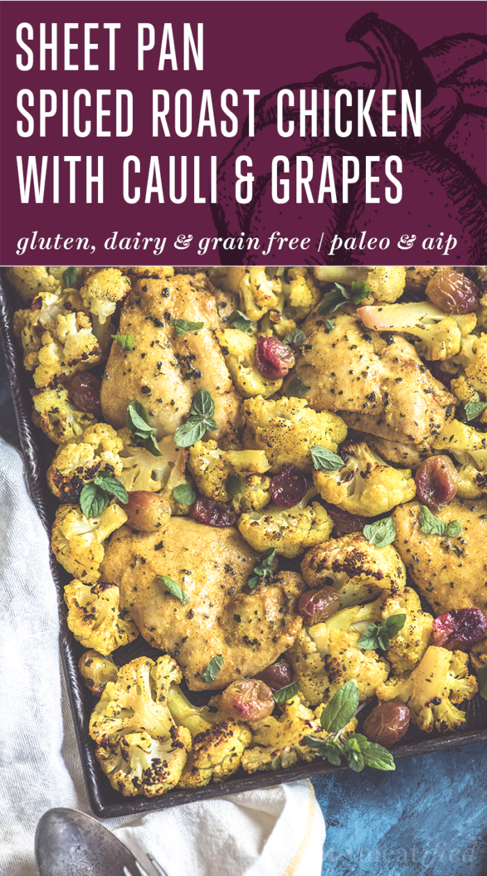 If you hate dishes and love weeknight meals with tons of flavor, this sheet pan spiced roast chicken from https://meatified.com is for you! The cauliflower is surprisingly addictive and the natural pop of sweetness from the roasted grapes may be your new favorite thing.
