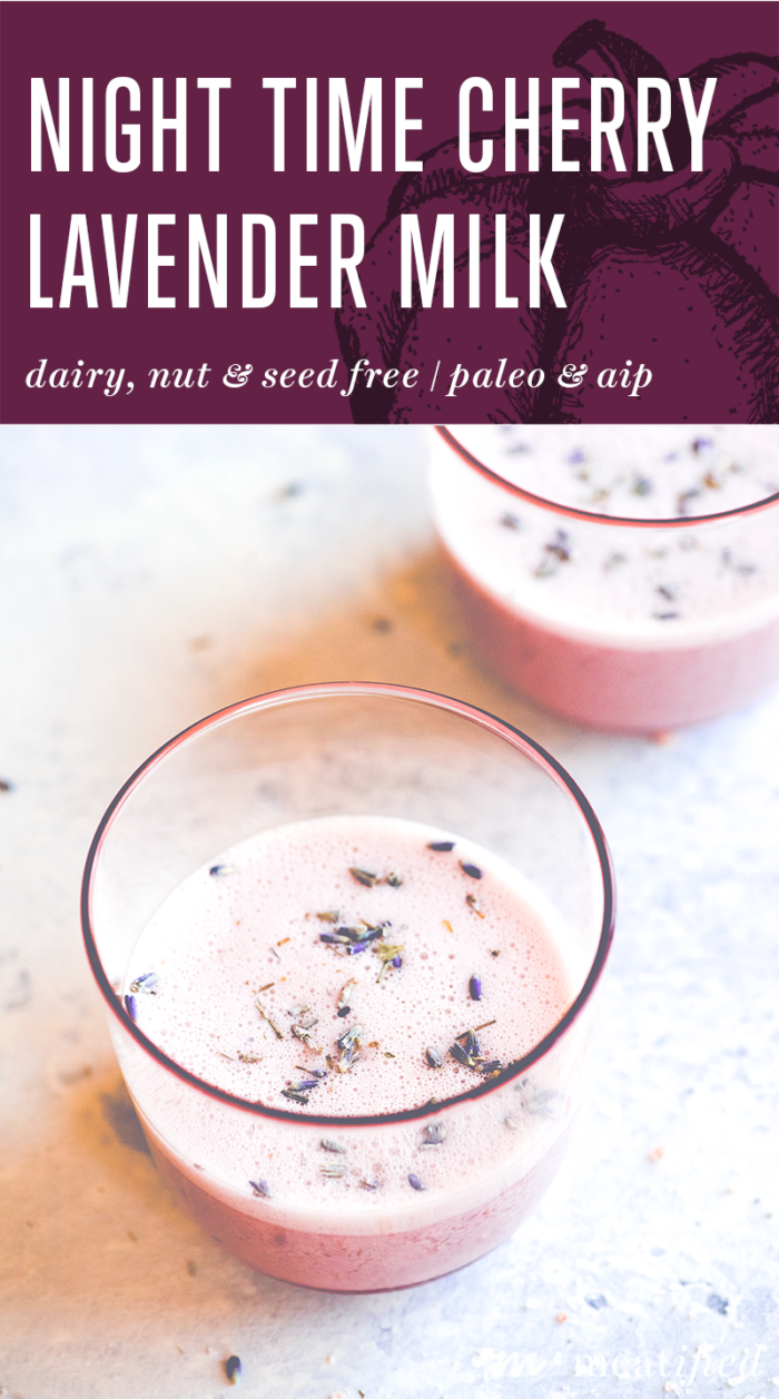 This soothing cherry lavender milk from https://meatified.com is the perfect send off for a good night's sleep, made with tart cherry juice and lightly scented with lavender & vanilla.