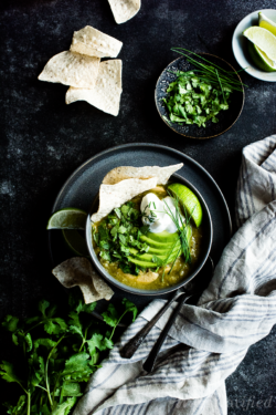 This nightshade free take on chicken salsa verde soup from https://meatified.com is packed with flavor and has that comfort food feel you crave from a bowl of chicken & rice soup.