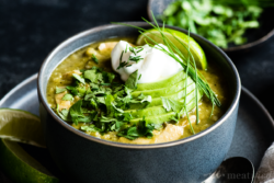 This nightshade free take on chicken salsa verde soup from https://meatified.com is packed with flavor and has that comfort food feel you crave from a bowl of chicken & rice soup.