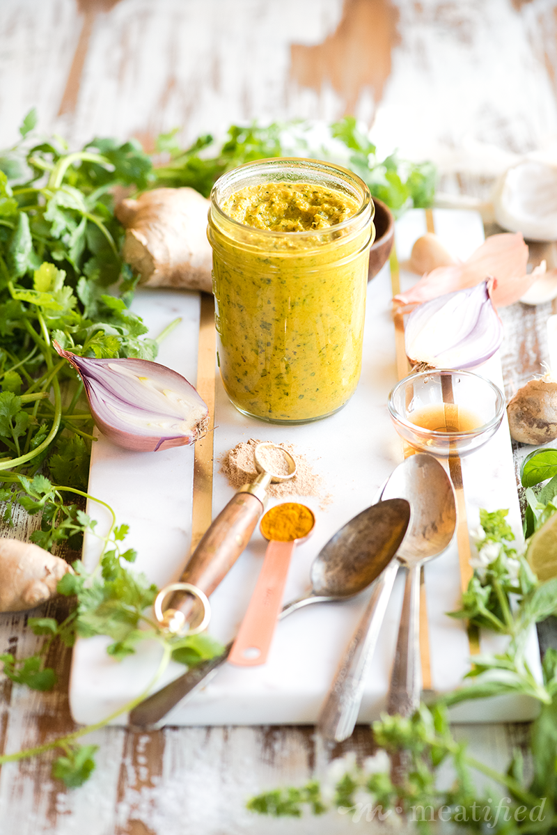 This take on Thai yellow curry paste from https://meatified.com is nightshade free, but packed with aromatics & umami. Make it ahead of time & enjoy curry dishes whenever you like.