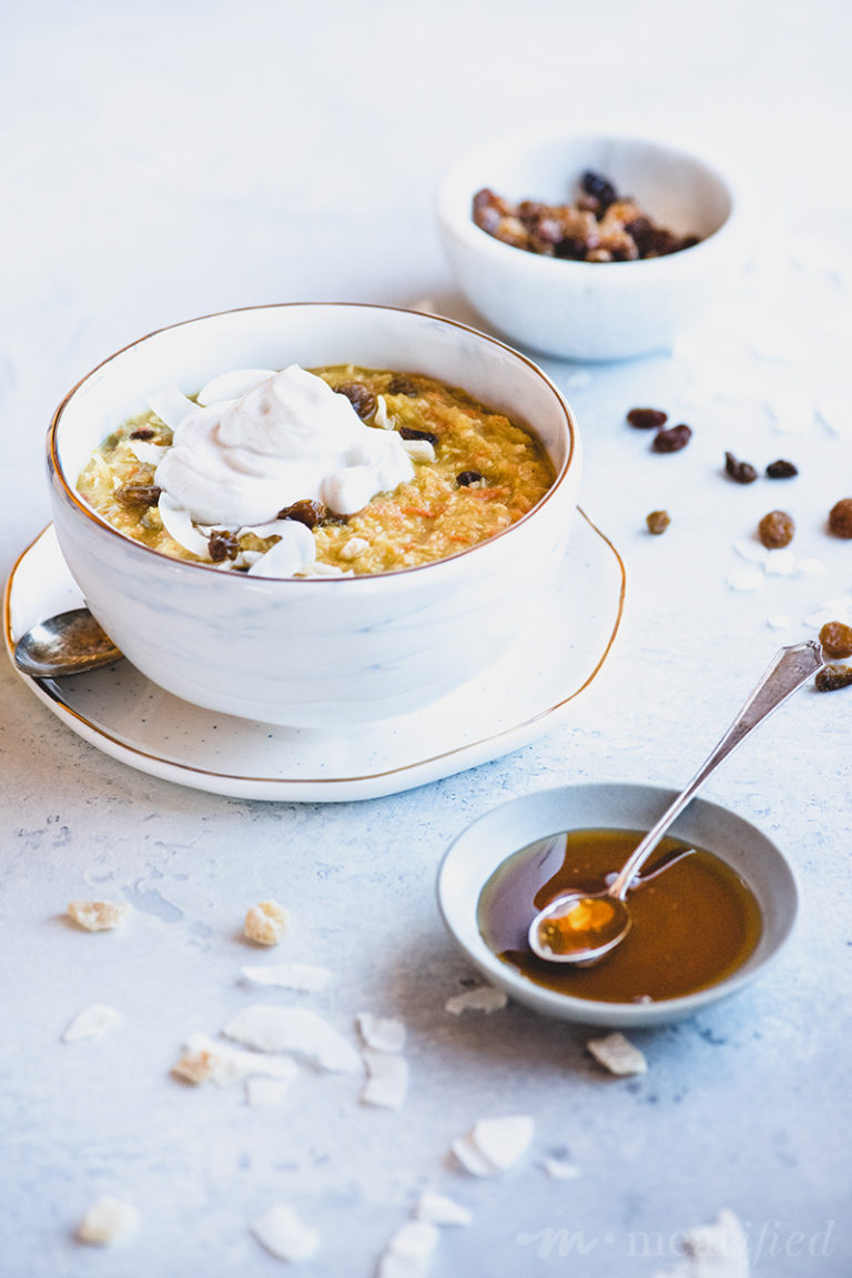 Carrot Cake Oatmeal with Maple Frosting - meatified