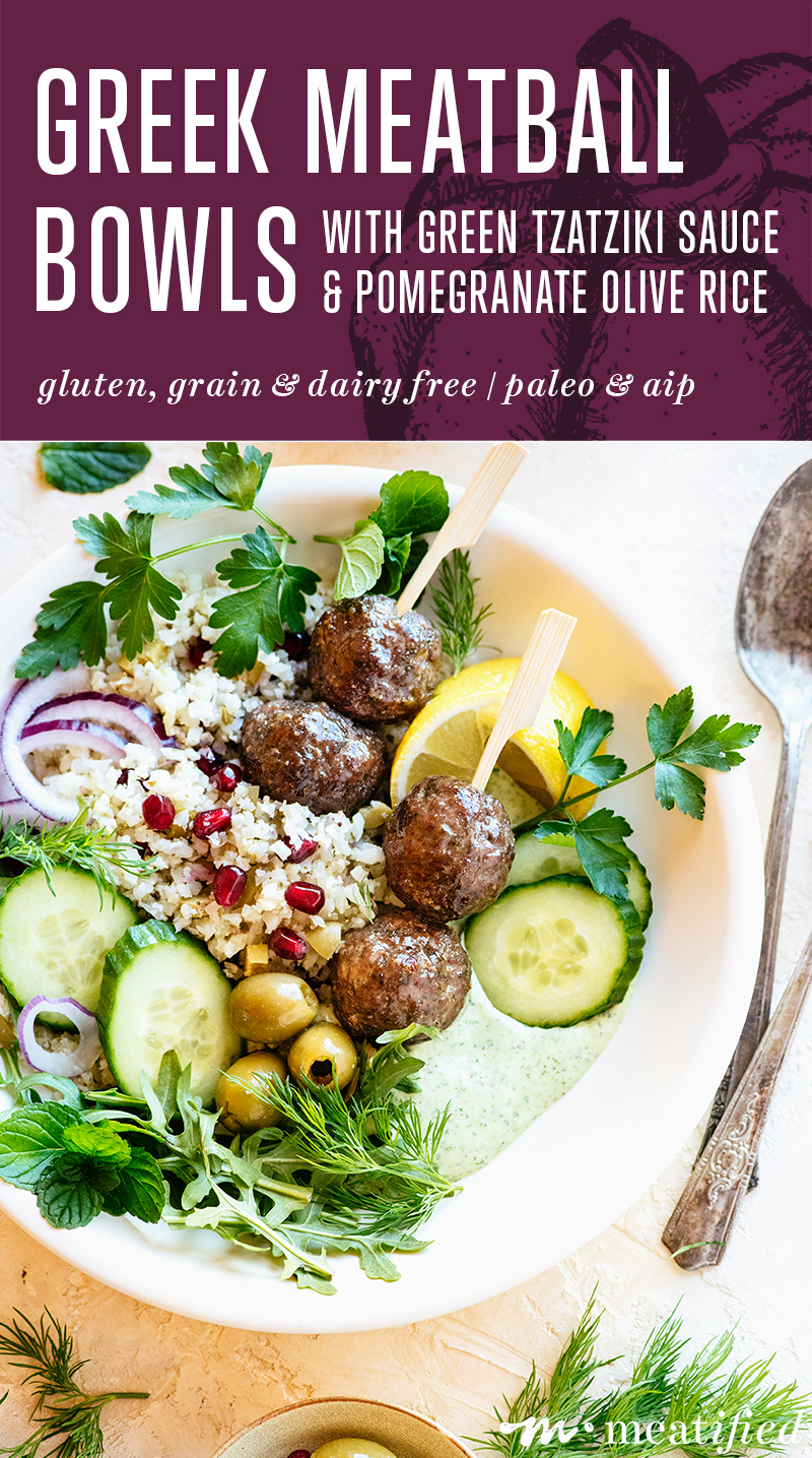 These easy Greek Meatball Bowls from https://meatified.com are a great way to level up your weeknight dinner or lunch with a speedy, vibrant take on classic Mediterranean flavors.