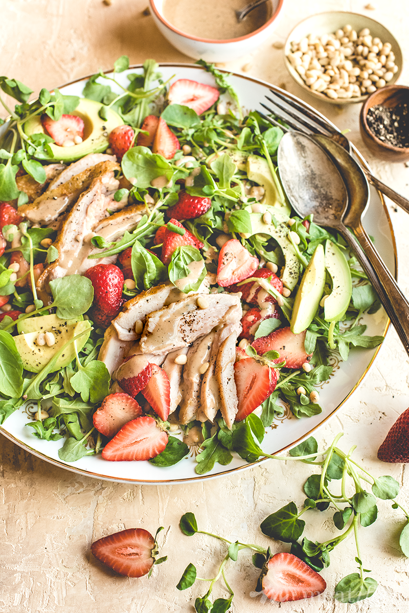 These macerated black pepper strawberries upgrade any summer salad & pair beautifully with fresh greens, chicken, avocado and a light balsamic dressing.