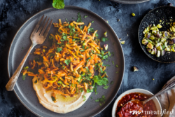 With summer comes my favorite make ahead harissa carrot salad! It's light & crisp, sweet & spicy, packed with fresh herbs, lemon zest & a hint of garlic.