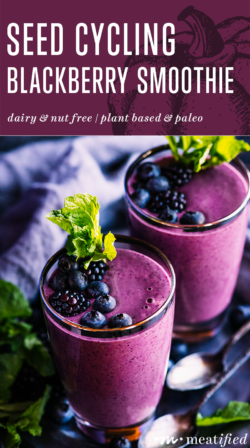Make seed cycling a snap with this simple berry-packed seed cycling smoothie. It's creamy, fruity, dairy free & has a truly hidden vegetable boost, too!