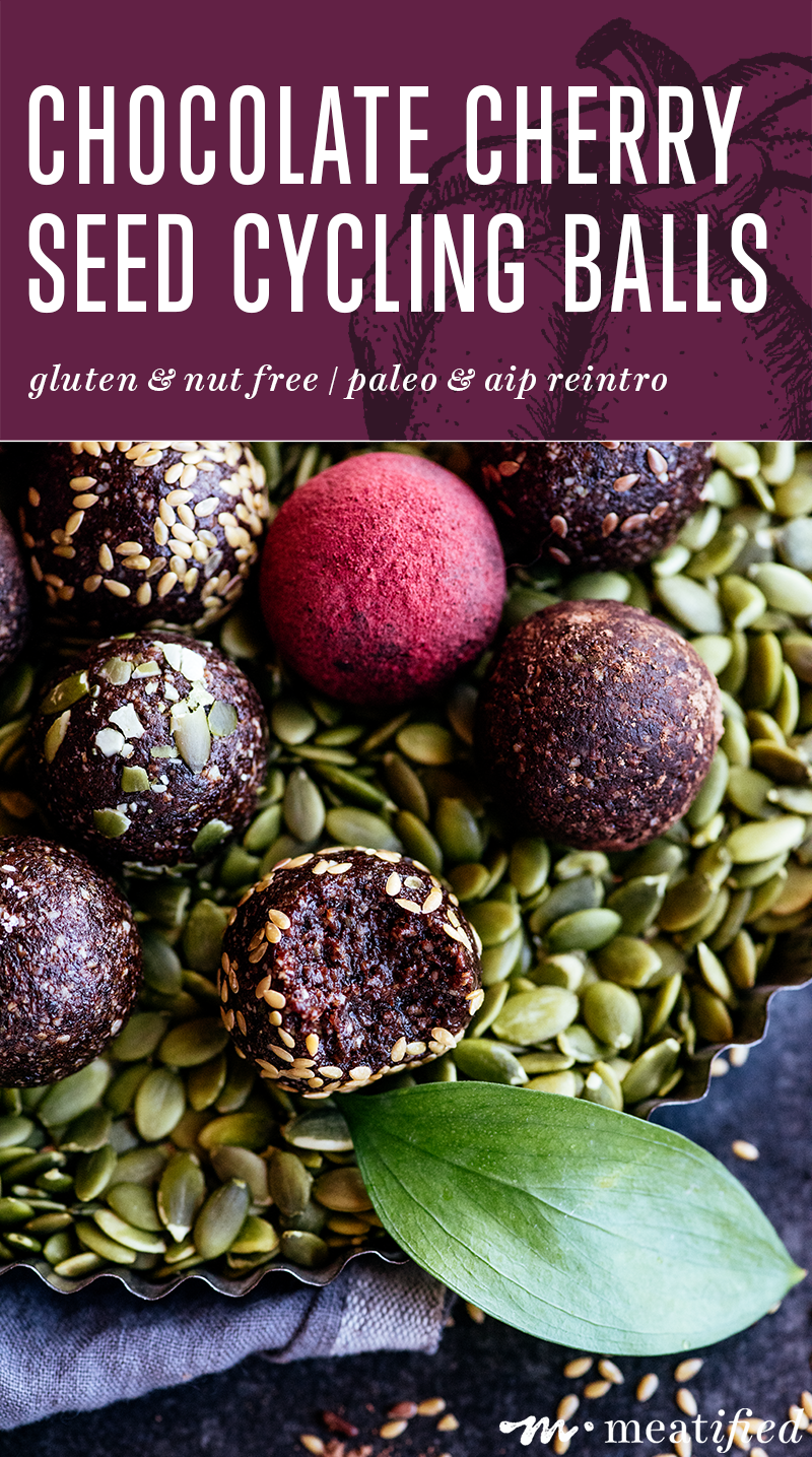 These rich fudgy seed cycling balls are the perfect way to seed cycle without the hassle. Enjoy these choco-cherry treats each day of the follicular phase.