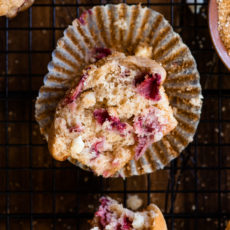 Bakery Style Strawberry White Chocolate Muffins